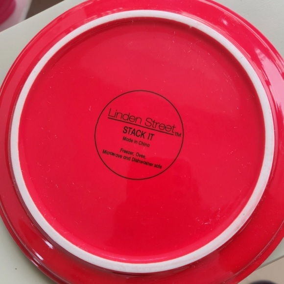 Retired Linden Street Stack it 4 piece set of red stoneware dishes - Picture 5 of 7